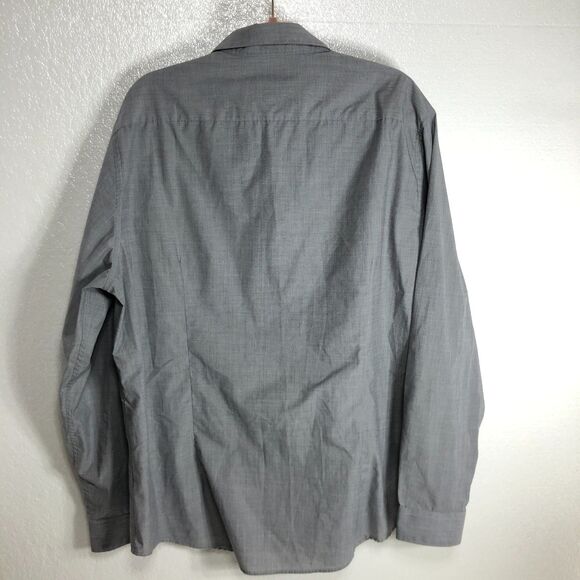 H & M Easy Iron Slim Fit Long Sleeve Dress Shirt Gray Mens Size XXL - Picture 2 of 7